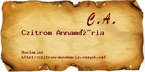 Czitrom Annamária névjegykártya